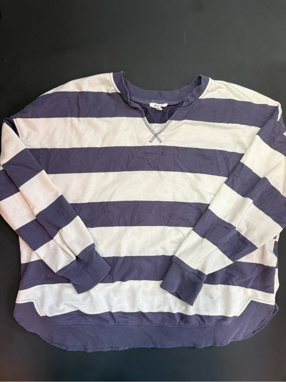 Maurices Men’s Wide-Stripe Crewneck Sweater - Navy & Cream